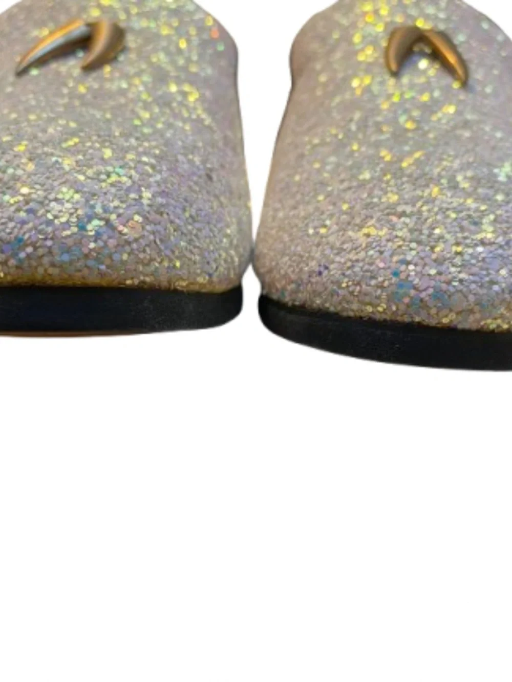Men's White Iridescent Glitter Loafers Dress Shoes